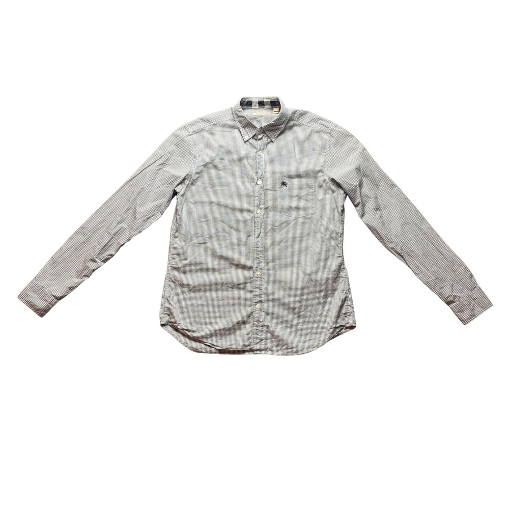 Burberry Brit Shirt Mens Medium Black White Gingham Cotton Button Down
